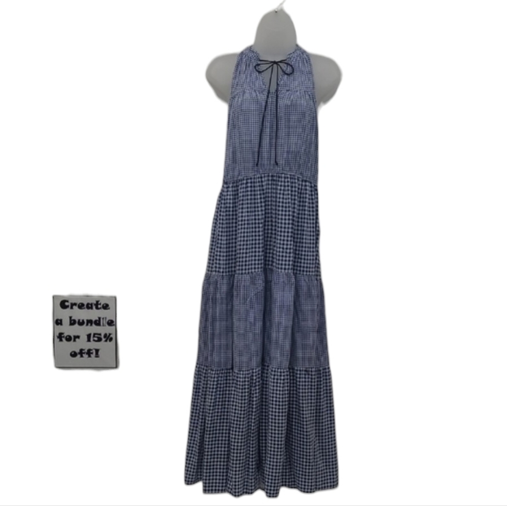 LC Lauren Conrad Checkered Maxi Dress Plaid Long Elastic Waist